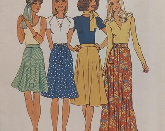 Uncut Misses Size 14, Vintage Sewing Pattern, Simplicity 6746, The 4 Gore Skirt, Above Below Knee Ankle Length, Maxi, Tie Belt, Scarf A-Line