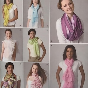 Uncut Misses One Size, Sewing Pattern Simplicity 2170, Scarf, Scarves, Neck, Fashion Accessories, by Andrea Schewe Designer, Fringe, Silk