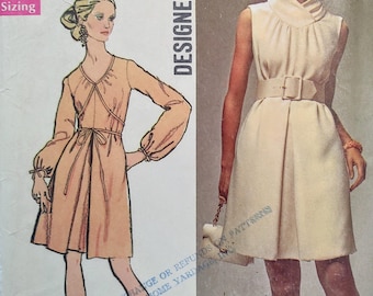 Uncut Misses Size 12, Vintage Sewing Pattern, Simplicity 8648, Dress, Designer Fashion, Sleeveless, Long Sleeves, Gathers, High Neckline