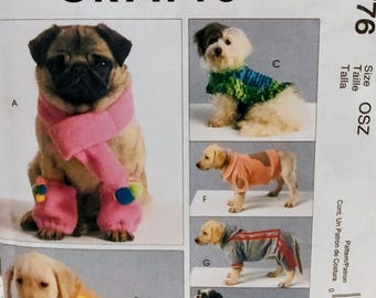 Uncut, S, M, L, XL, Dog Clothes, McCalls 5776, Sewing Pattern, Coat, Scarf, Leg Warmers, Small Medium Large Extra, Gift, Boy Girl, Hood, Pet