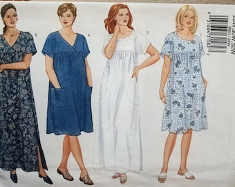 Uncut Misses Size 28-32, Sewing Pattern Butterick 6601, Very Fast and Easy Dress, Caftan, Muu Muu, Loose Fitting, Floor Knee Length, Maxi
