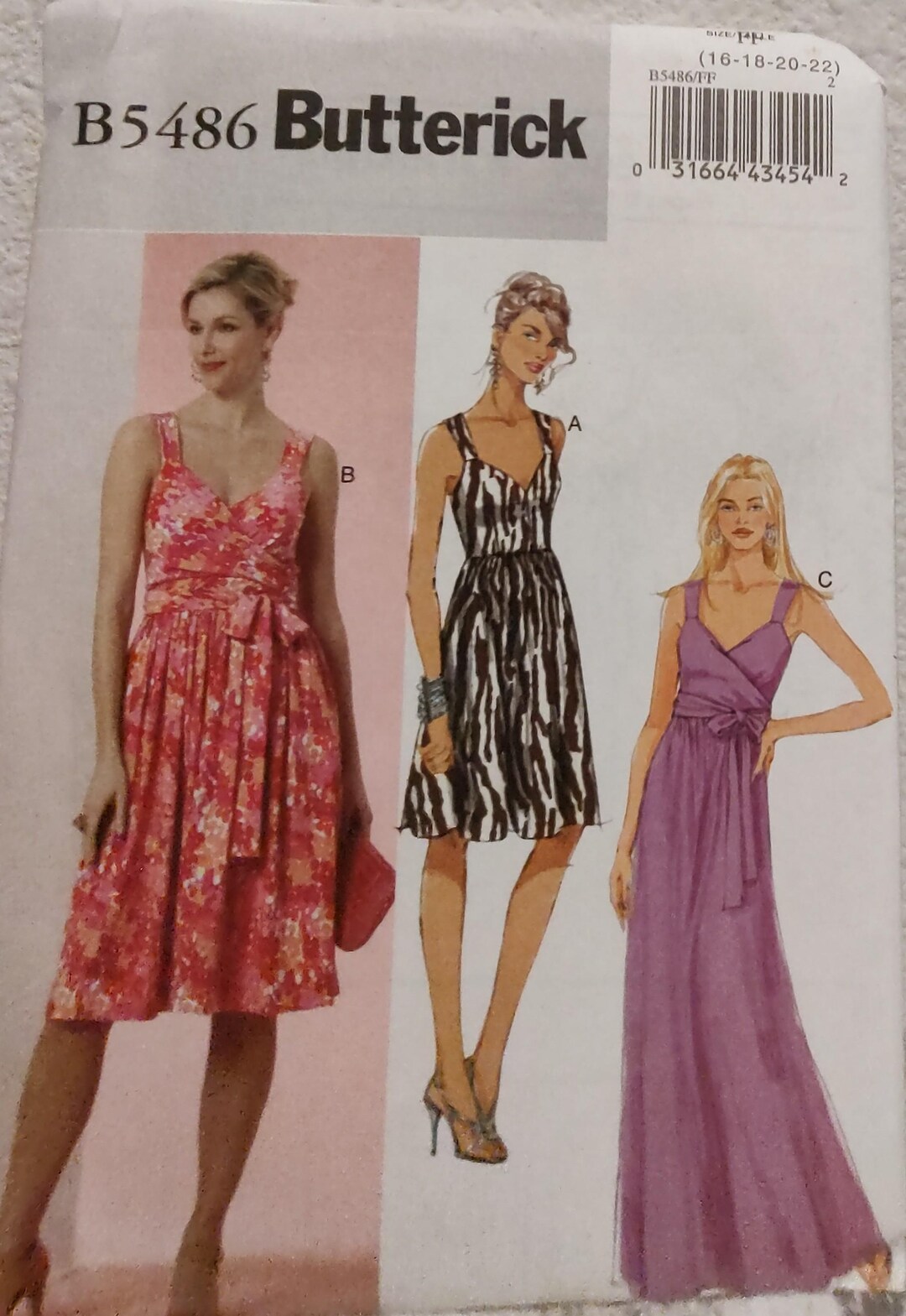 Uncut Misses Size 16-22, Sewing Pattern, Butterick 5486, Dress Gown ...