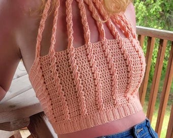 Crochet Twist Crop Top Pattern – PDF Download, Made to Measure Crochet Top, Intermediate Crochet Pattern