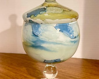Vintage Italian Artisan Glass Apothecary Jar