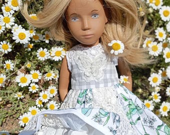 Abito estivo vintage per bambola Sasha, taglia 16-17 pollici, vestito in cotone per bambola.