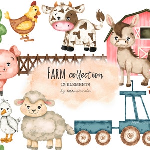 Farm Cliparts, Farm Collection Set, Farm Animals Clipart