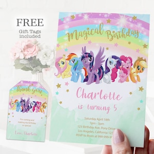 Faire-part petit poney, Faire-parts mon petit poney, Faire-parts d'anniversaire de fille, Faire-parts poney, LittlePony1