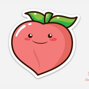 Waterproof Peach Character Vinyl Sticker - Perfect for Your Water Bottle or Laptop