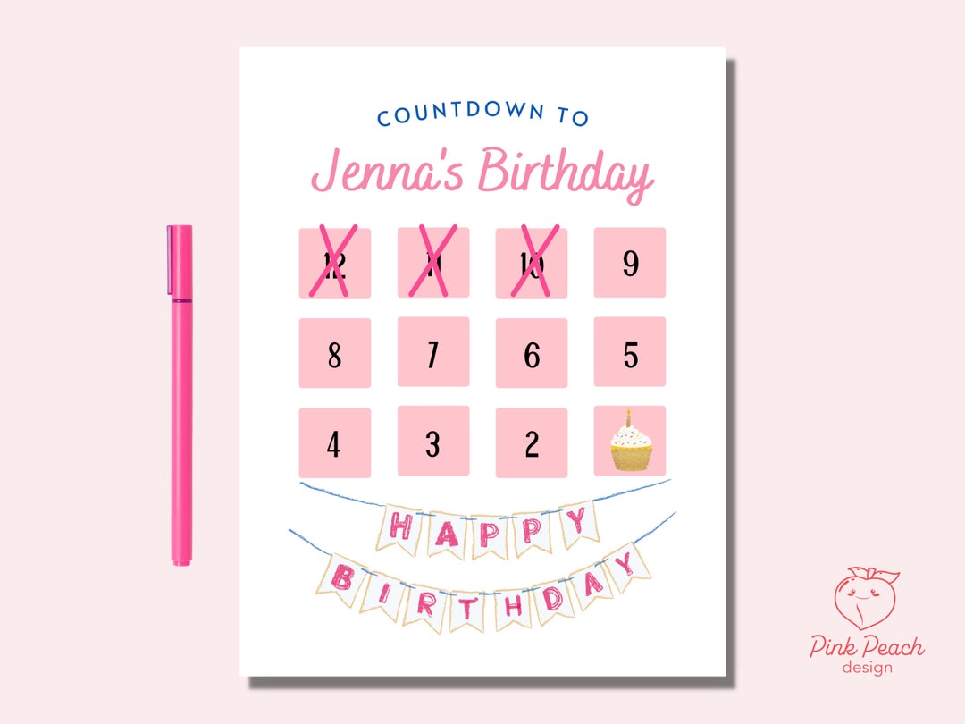 PRINTABLE Birthday Countdown Calendar for Children, Interactive ...