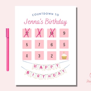 PRINTABLE Birthday Countdown Calendar for Children, Interactive Counting, Birthday Activity, Learning Numbers