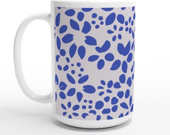 Blue Flower Ceramic Coffee Mug - Unique Gift Mug