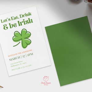 St Patricks Day Party Invitations, Minimalistic Party Invites, Personalization Included