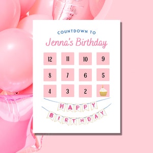 Birthday Countdown Calendar for Children, Interactive Counting, Birthday Activity, Learning Numbers
