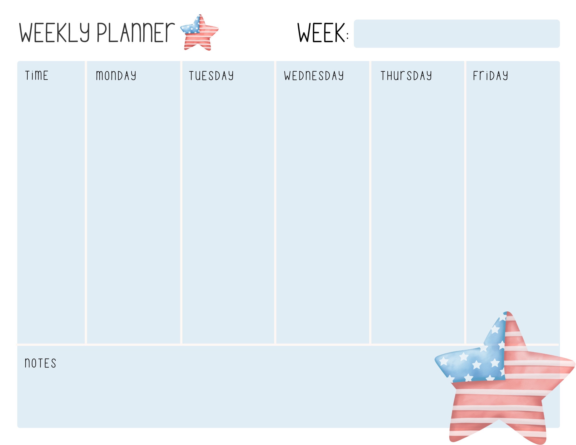 PRINTABLE July Weekly Calendar, Simple Weekly Desktop Notes, Instant ...