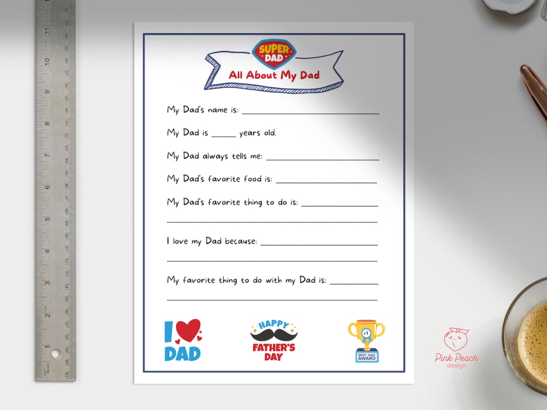 Father's Day "all About Dad" Fill-in-the-blank Printable - Etsy
