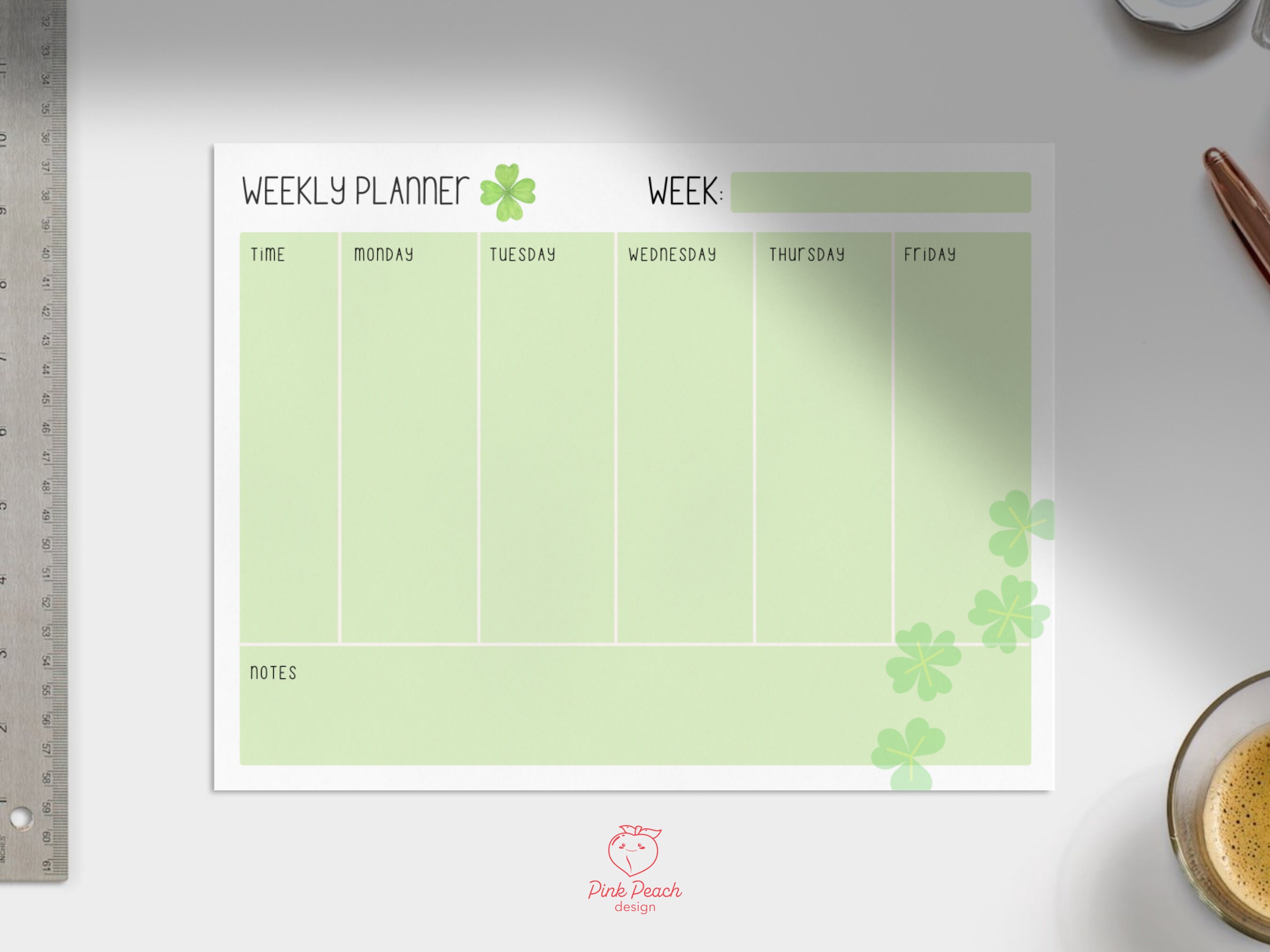 PRINTABLE March Weekly Calendar, Simple Weekly Desktop Notes, Minimalist St. Patrick's Day Printable, Instant Download - Etsy