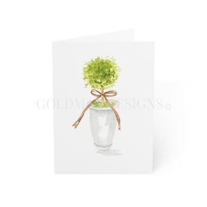 10 cartes de voeux aquarelles topiaires | Cartes de correspondance vierges à l'intérieur 5 x 7