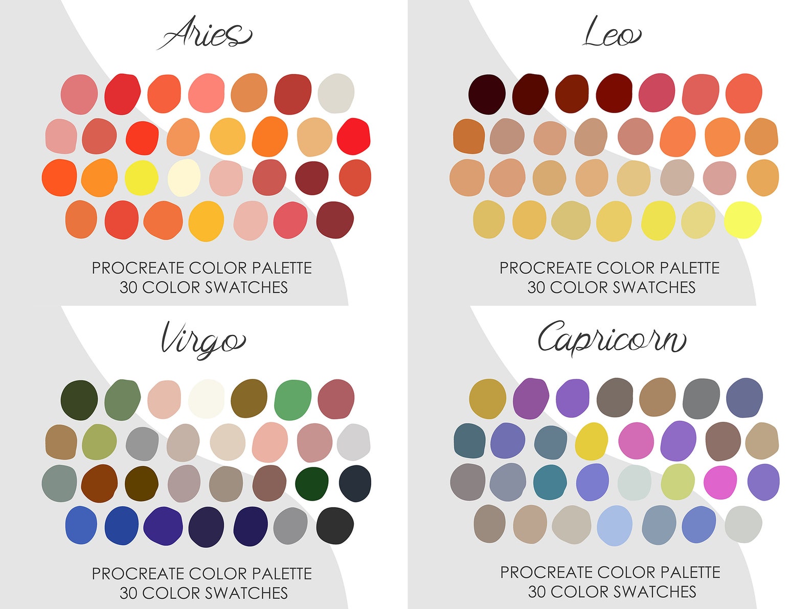 Zodiac Color Palette 30 Colors Color Palette Zodiac Etsy
