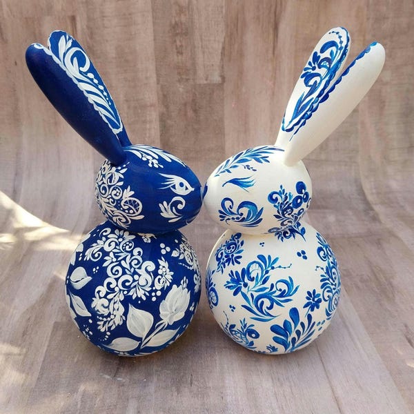 Hand Painted Bunny - Etsy