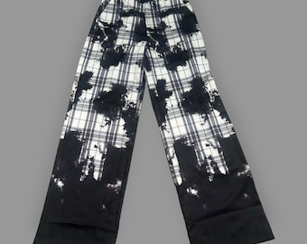 Jaded London Grunge Bleach &  Checked High Waist Side Pockets Trousers Small