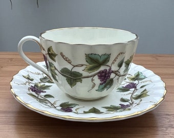 Royal Worcester Bacchanal Thee kop en schotel set Bone China Druiven Design Vtg Vgc