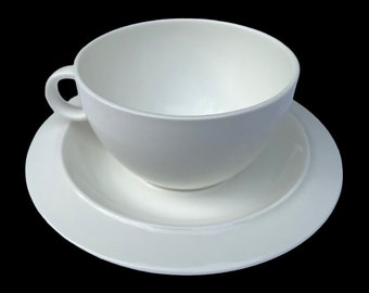 Alessi Cup And Saucer Set  Matt White New