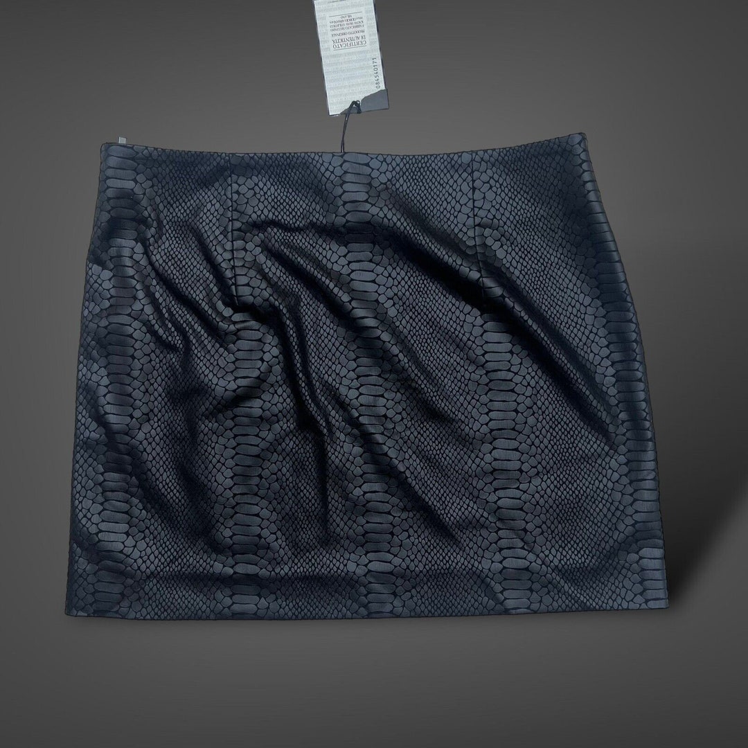 Armani Exchange AX Black Snake Print Soft Faux Leather Mini Skirt Size ...