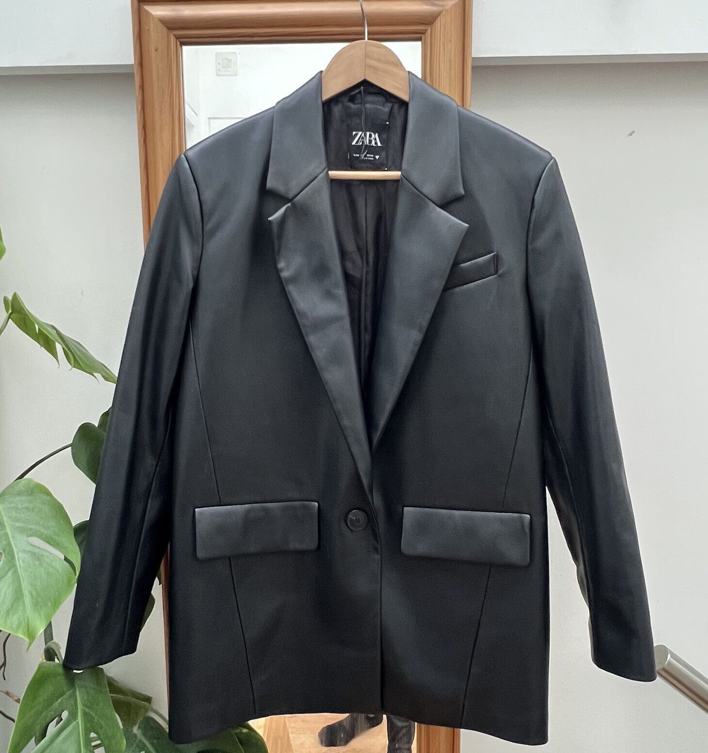 Zara leather blazer sale