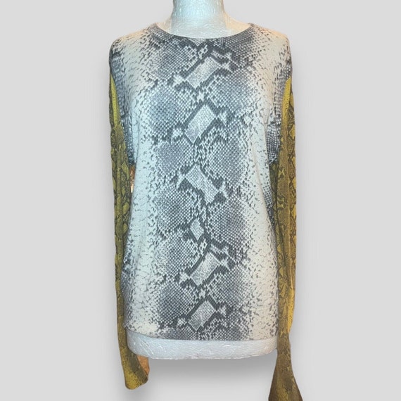 Equipment Sweater Python Snake Print In White Gre… - image 1