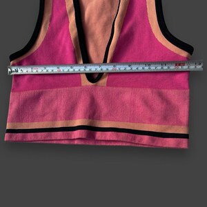 Urban Outfitters Josie Ribbed V-Neck Vest Top Hot Pink W black &Orange stripes image 9