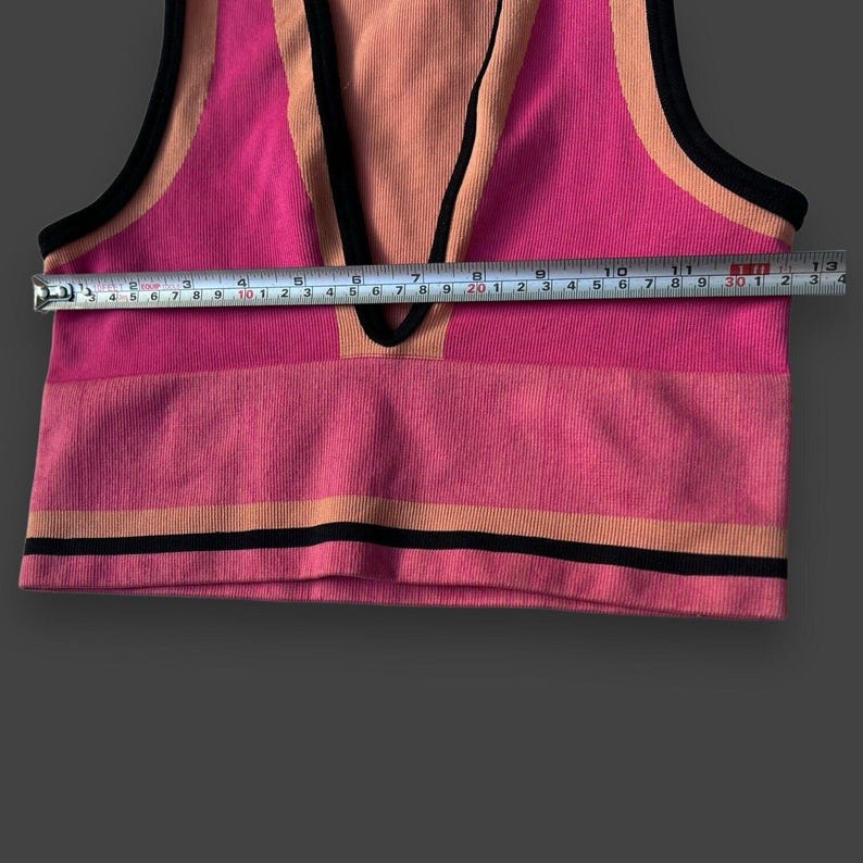Urban Outfitters Josie Ribbed V-Neck Vest Top Hot Pink W black &Orange stripes image 9
