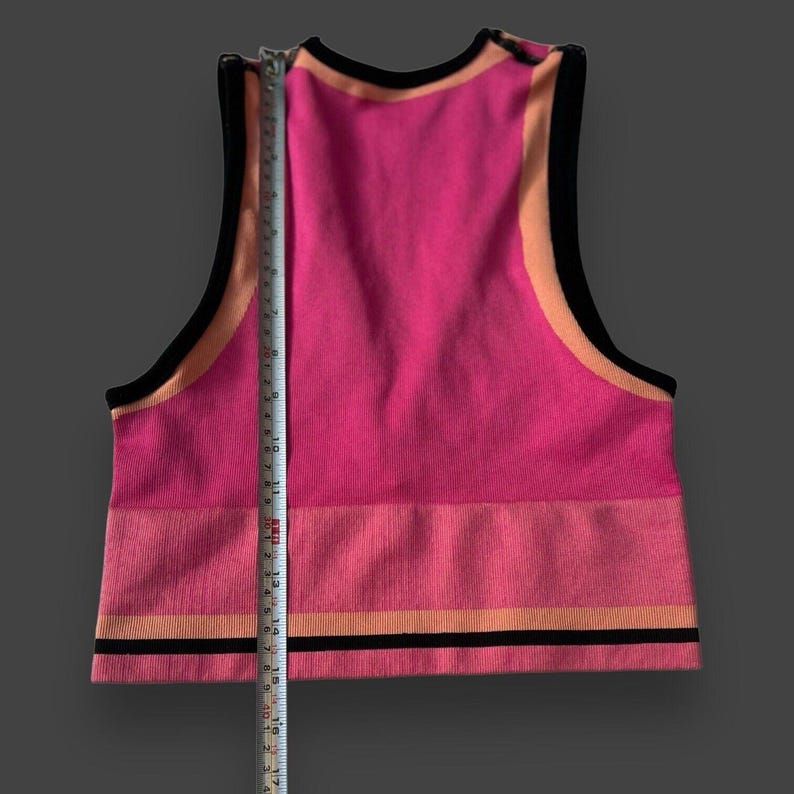 Urban Outfitters Josie Ribbed V-Neck Vest Top Hot Pink W black &Orange stripes image 8