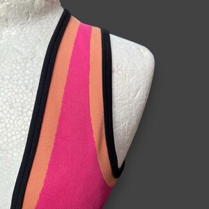 Urban Outfitters Josie Ribbed V-Neck Vest Top Hot Pink W black &Orange stripes image 3