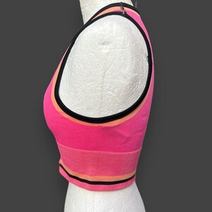 Urban Outfitters Josie Ribbed V-Neck Vest Top Hot Pink W black &Orange stripes image 5