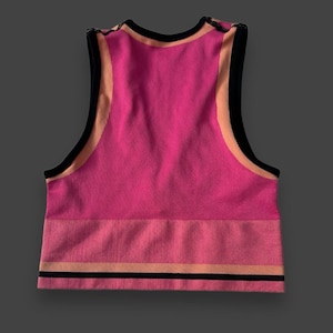 Urban Outfitters Josie Ribbed V-Neck Vest Top Hot Pink W black &Orange stripes image 7