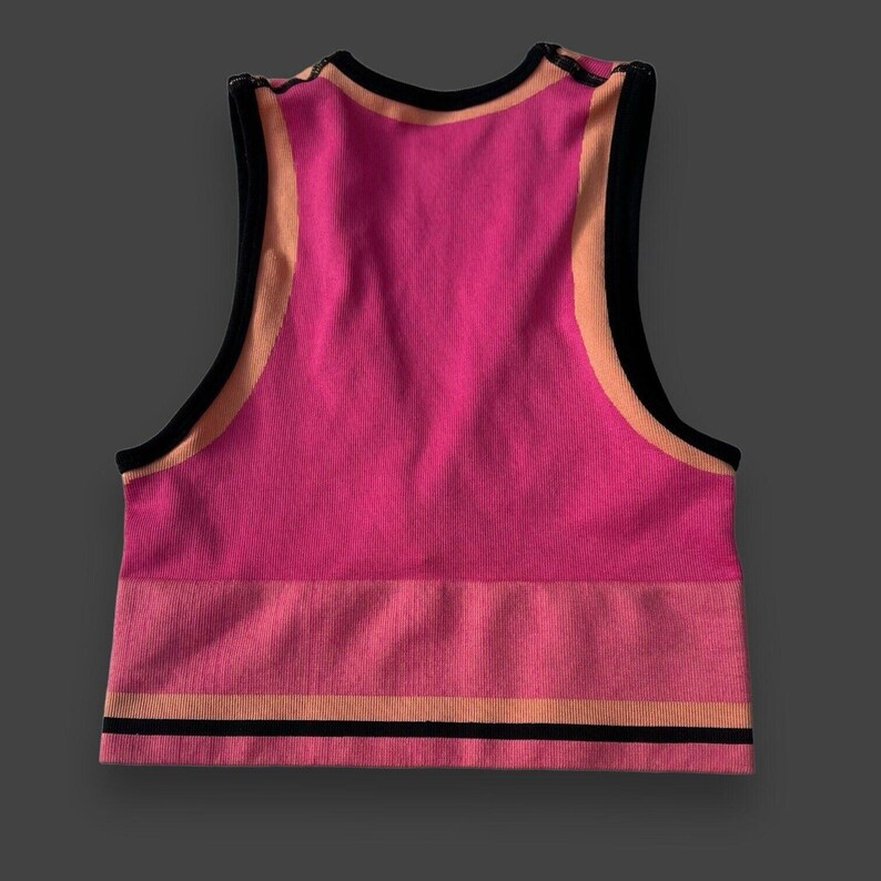 Urban Outfitters Josie Ribbed V-Neck Vest Top Hot Pink W black &Orange stripes image 7