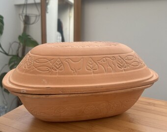 Romertopf Clay Terracotta Roaster Baker 115 Tapa Alemania Occidental Pescado Carne Pan Usado