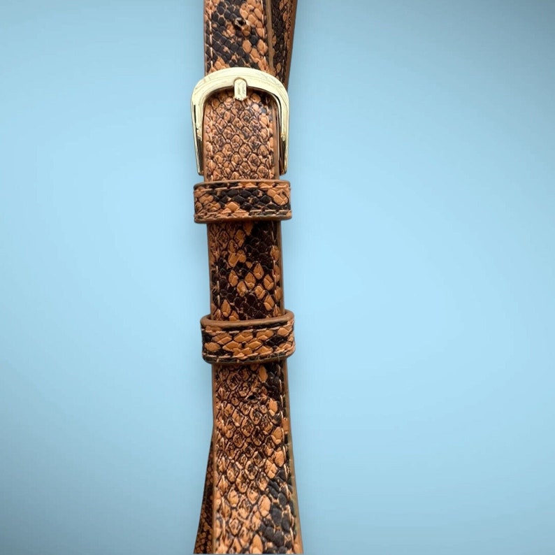 Round Mini Circle Crossbody Purse Bag With Handle in Tan Faux Python Snake - NEW image 5