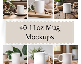 11オンス ホワイト マグカップ モックアップ | コーヒー カップ モックアップ | 高解像度 | ミニマリスト スタイル