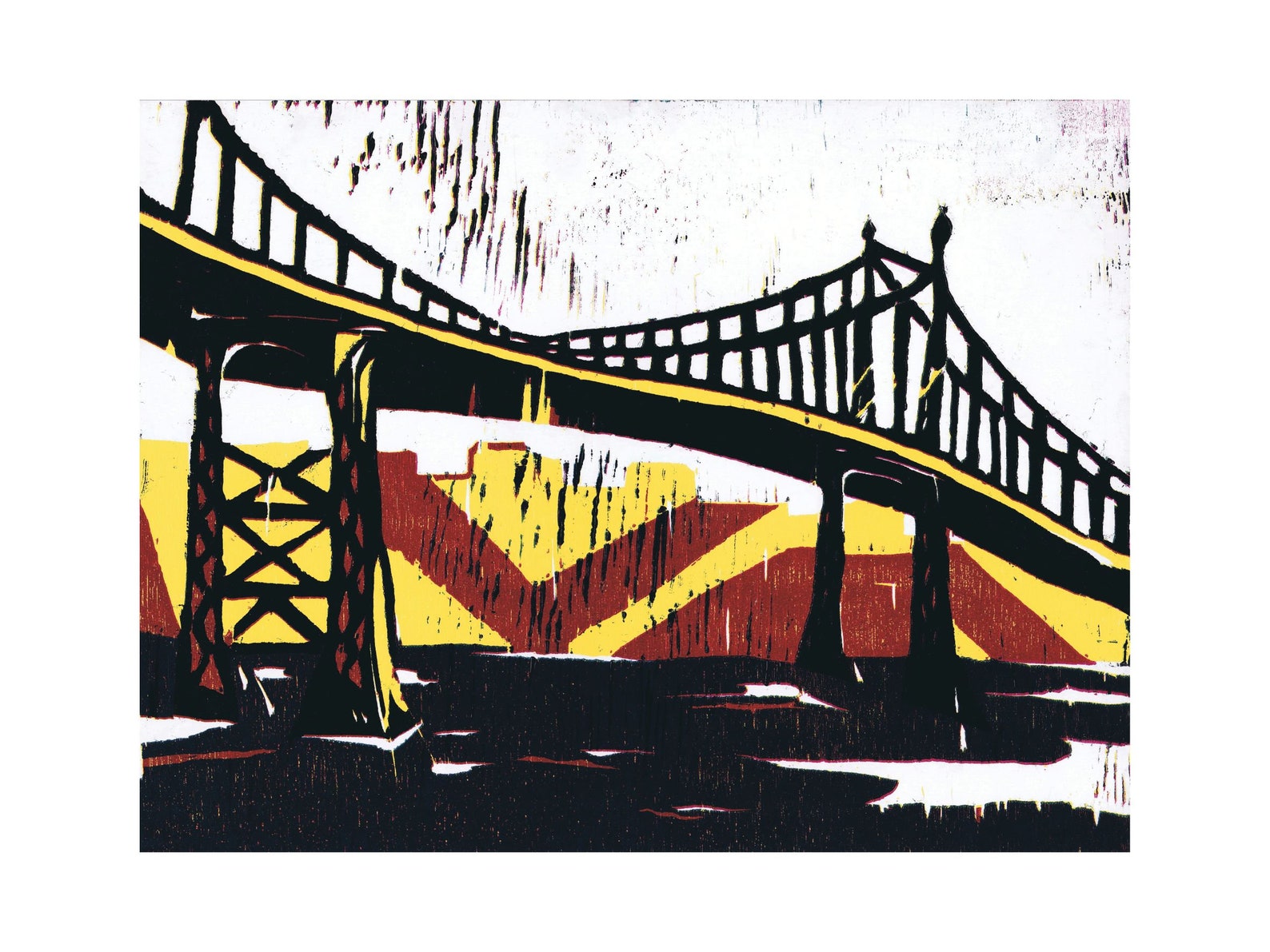 Printable Wall Art Bridge, Woodcut Print, Instant Download. - Etsy