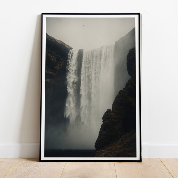 Island Wasserfall Fotodruck, Skogafoss Fotografie Wandkunst, Europa Landschaft Foto Poster, Natur Fotografie, Ringstraße Reisebild