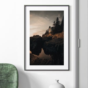 Acadia Maine Print, Bass Harbor Lighthouse Wall Art, Travel Photography Print, National Park Vertical Landscape Photo, Acadia Sunset Print