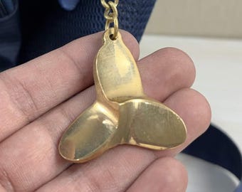 Handmade Brass Ship Propeller Keychain, Nautical Keyring Gift for Men, Boat Lover Accessory
