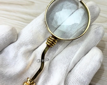 Personalisierte Mini-Messing-Lupe - Glänzendes massives Messing 5x Linse, Vintage Taschenlupe Geschenk