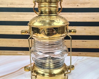Handgefertigte Messing Anker Lampe, 30 cm Antike nautische Laterne, Funktionales Home & Outdoor Decor
