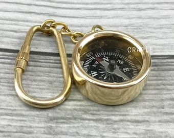 Miniature Working Brass Compass Keychain Handmade Navigation Small Portable Outdoor Tool & Accessory Gift