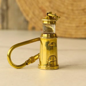 Handmade Brass Lighthouse Keychain: Vintage Nautical Keyring