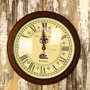 Vintage London Wall Clock, Roman Numeral Wooden Antique Style Home Decor Rustic Farmhouse Clock