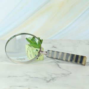 Loupe en laiton, zoom 5x, design vintage, poignée en cuir de mouton, lecteur de carte antique, cadeau parfait pour lui, elle, parents