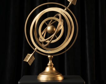 Esfera armilar decorativa em latão, escultura de mesa para astronomia, globo celeste, presente para estudioso, decoração de escritório.